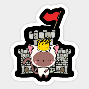 Funny white cat is the king of the castle Sticker